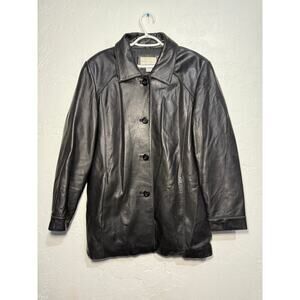 Worthington vintage genuine lambskin button trench coat womens XL grunge retro